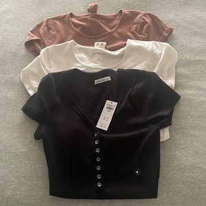 3 A&F tshirt bodysuits sz M